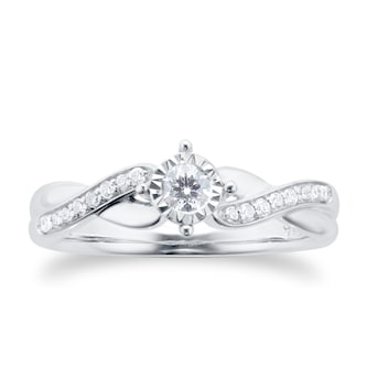 Goldsmiths 9 Carat White Gold 0.18 Carat Diamond Crossover Engagement Ring Goldsmiths 9 Carat White Gold 0.18 Carat Diamond Crossover Engagement Ring