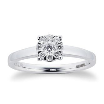 Goldsmiths 9ct White Gold 0.25 Carat Total Weight Diamond Multi Stone Ring Goldsmiths 9ct White Gold 0.25 Carat Total Weight Diamond Multi Stone Ring