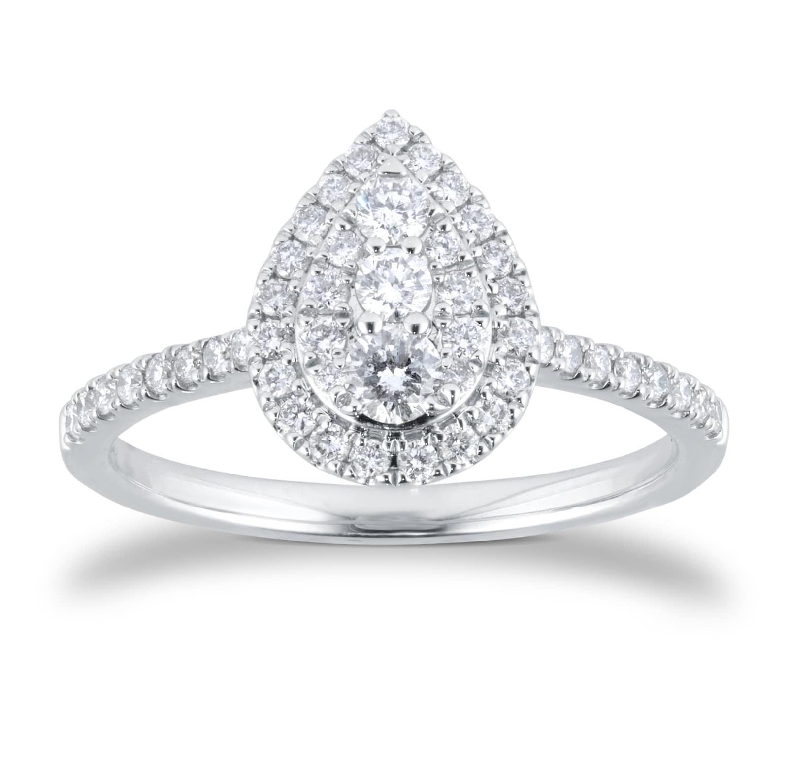 Platinum 0.50cttw Pear Shape Cluster Engagement Ring image