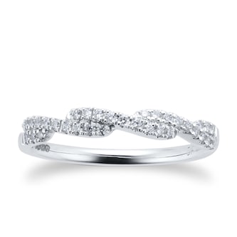 Goldsmiths 9ct White Gold 0.17ct Diamond Cross Over Eternity Ring Goldsmiths 9ct White Gold 0.17ct Diamond Cross Over Eternity Ring
