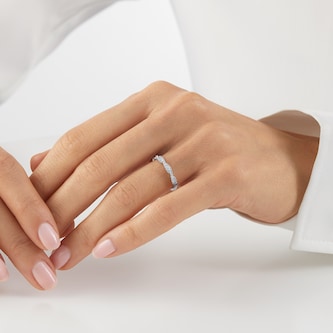 Goldsmiths 9ct White Gold 0.17ct Diamond Cross Over Eternity Ring Goldsmiths 9ct White Gold 0.17ct Diamond Cross Over Eternity Ring