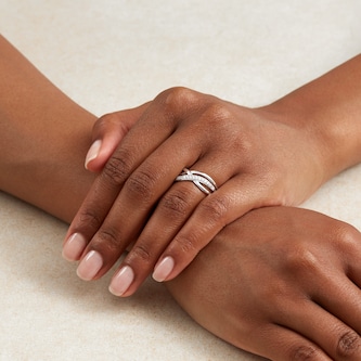 Goldsmiths 9ct White Gold 0.15cttw Diamond Cross Over Ring Goldsmiths 9ct White Gold 0.15cttw Diamond Cross Over Ring