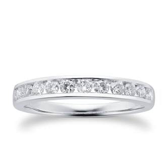 Goldsmiths Brilliant Cut 0.50ct Channel Set Half Eternity Ring In 9ct White Gold Goldsmiths Brilliant Cut 0.50ct Channel Set Half Eternity Ring In 9ct White Gold