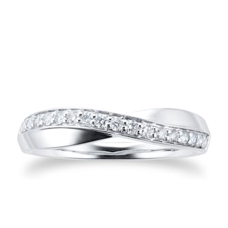 Goldsmiths 9ct White Gold Cross Over 0.20ct Diamond Ring Goldsmiths 9ct White Gold Cross Over 0.20ct Diamond Ring