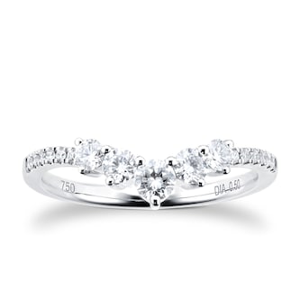 Goldsmiths 18ct White Gold 0.50ct Diamond Curved Wedding Ring Goldsmiths 18ct White Gold 0.50ct Diamond Curved Wedding Ring