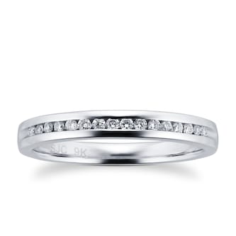 Goldsmiths Ladies 0.08 Total Carat Weight Diamond 2mm Wedding Ring In 9 Carat White Gold Goldsmiths Ladies 0.08 Total Carat Weight Diamond 2mm Wedding Ring In 9 Carat White Gold