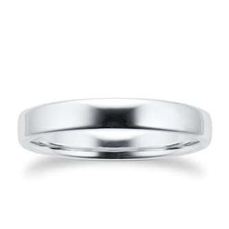 Goldsmiths 3mm Slight Court Standard Wedding Ring In 9 Carat White Gold Goldsmiths 3mm Slight Court Standard Wedding Ring In 9 Carat White Gold