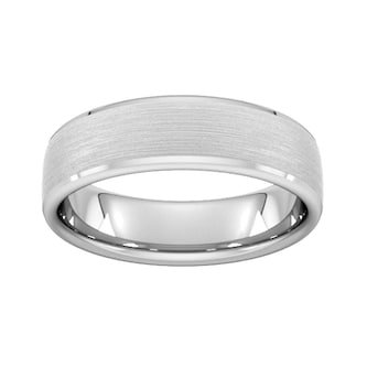 Goldsmiths 6mm D Shape Heavy Polished Chamfered Edges With Matt Centre Wedding Ring In 9 Carat White Gold Goldsmiths 6mm D Shape Heavy Polished Chamfered Edges With Matt Centre Wedding Ring In 9 Carat White Gold
