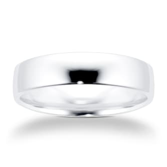 Goldsmiths 5mm Slight Court Heavy Wedding Ring In 9 Carat White Gold Goldsmiths 5mm Slight Court Heavy Wedding Ring In 9 Carat White Gold