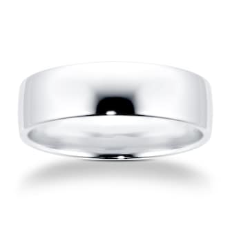 Goldsmiths 6mm Slight Court Heavy Wedding Ring In 9 Carat White Gold Goldsmiths 6mm Slight Court Heavy Wedding Ring In 9 Carat White Gold