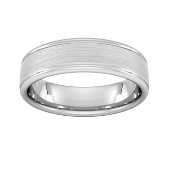 Goldsmiths 6mm Slight Court Heavy Matt Centre With Grooves Wedding Ring In 9 Carat White Gold Goldsmiths 6mm Slight Court Heavy Matt Centre With Grooves Wedding Ring In 9 Carat White Gold