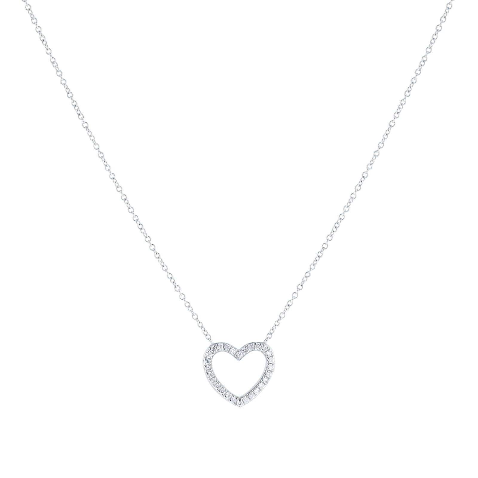 Goldsmiths 9ct White Gold 0.10cttw Diamond Heart Necklace Goldsmiths 9ct White Gold 0.10cttw Diamond Heart Necklace