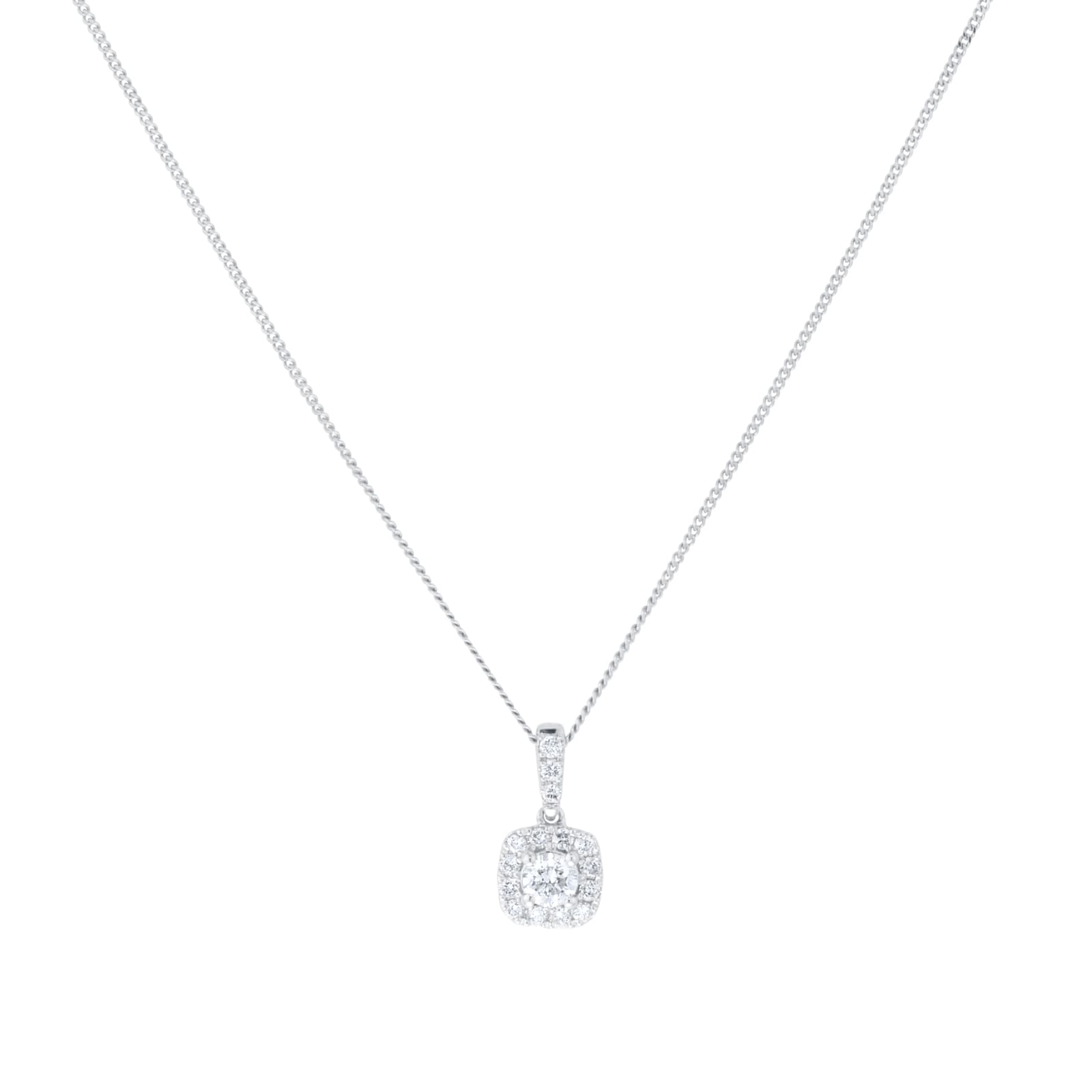 9ct White Gold 0.30cttw Brilliant Cut Diamond Halo Pendant image