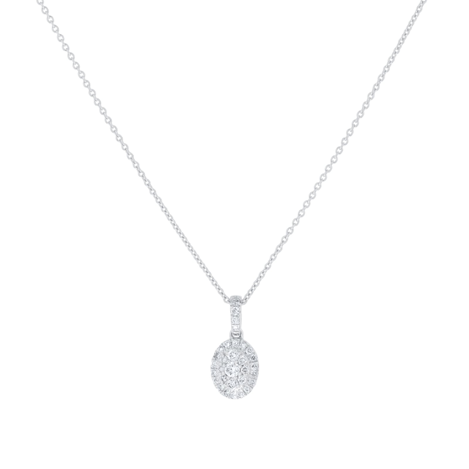 Goldsmiths 9ct White Gold 0.20cttw Oval Shape Diamond Cluster Pendant Goldsmiths 9ct White Gold 0.20cttw Oval Shape Diamond Cluster Pendant