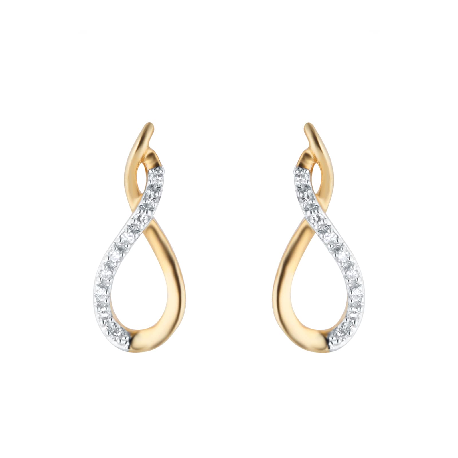 Goldsmiths 9ct Yellow Gold 0.06cttw Diamond Figure 8 Stud Earrings Goldsmiths 9ct Yellow Gold 0.06cttw Diamond Figure 8 Stud Earrings