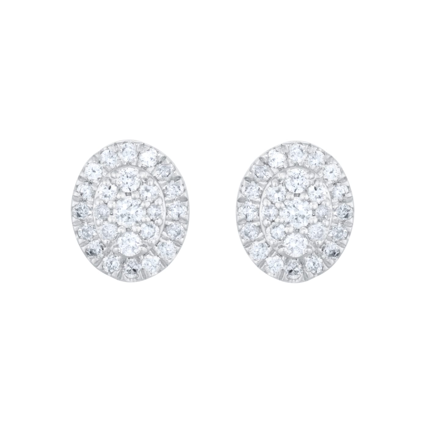 Goldsmiths 9ct White Gold 0.25cttw Oval Shape Diamond Cluster Stud Earrings Goldsmiths 9ct White Gold 0.25cttw Oval Shape Diamond Cluster Stud Earrings