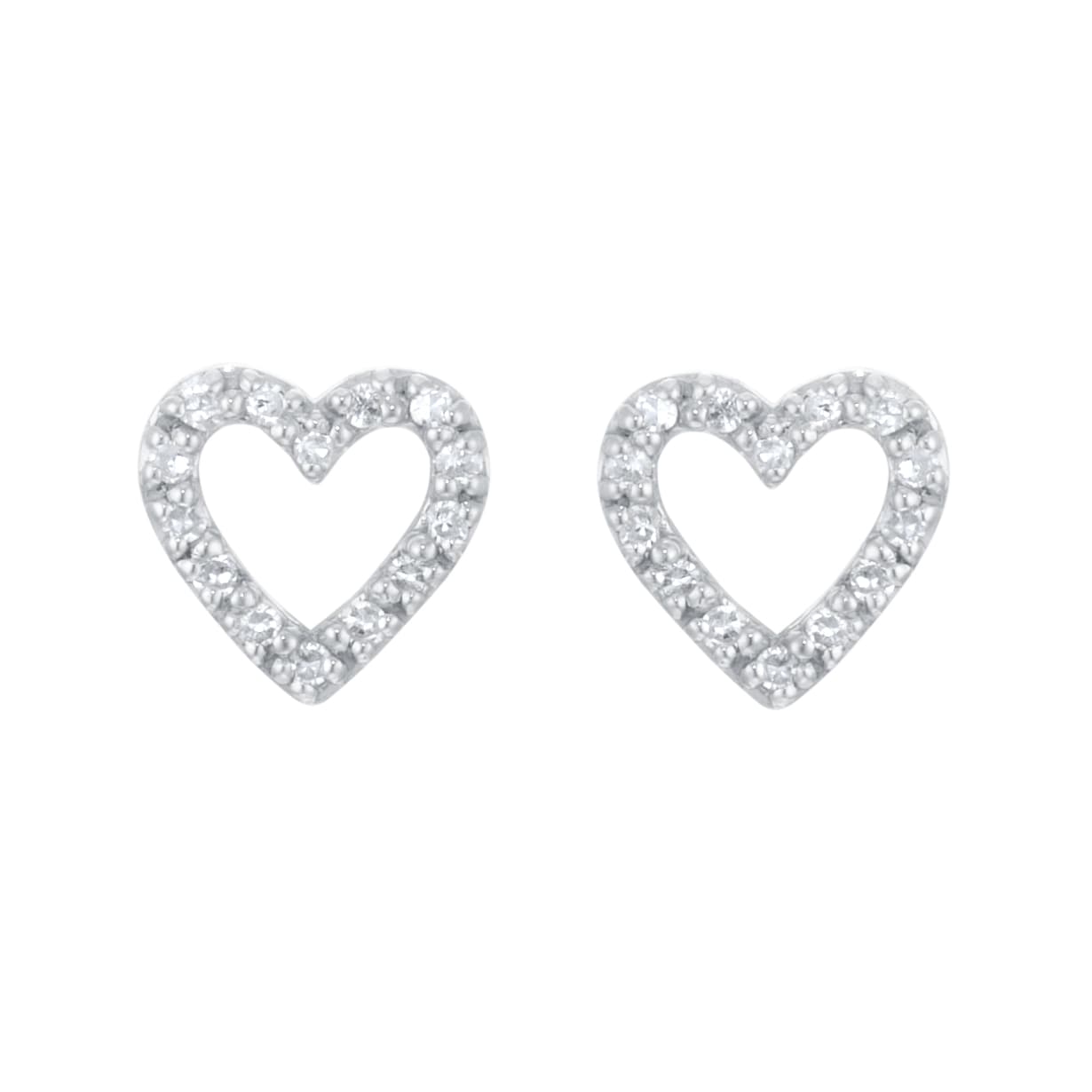 9ct White Gold 0.07cttw Diamond Heart Studs image