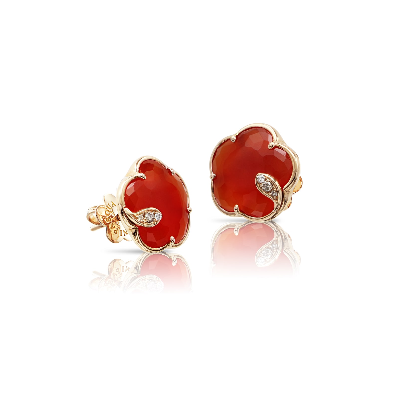 Petit Joli Earrings in 18ct Rose Gold with Carnelian and Diamonds Petit Joli Earrings in 18ct Rose Gold with Carnelian and Diamonds image