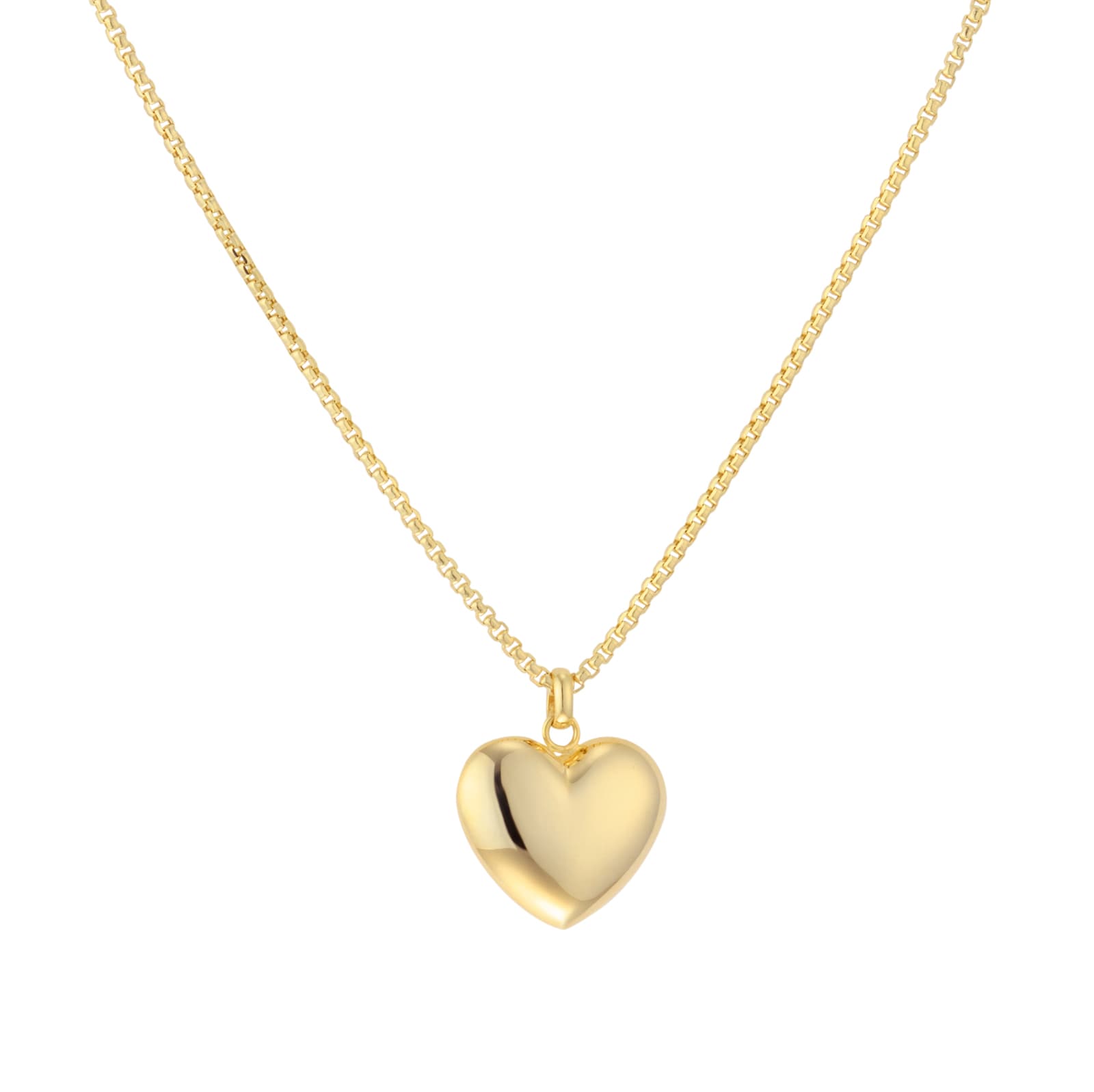 Goldsmiths 9ct Yellow Gold 16x18 Puff Heart Pendant Image
