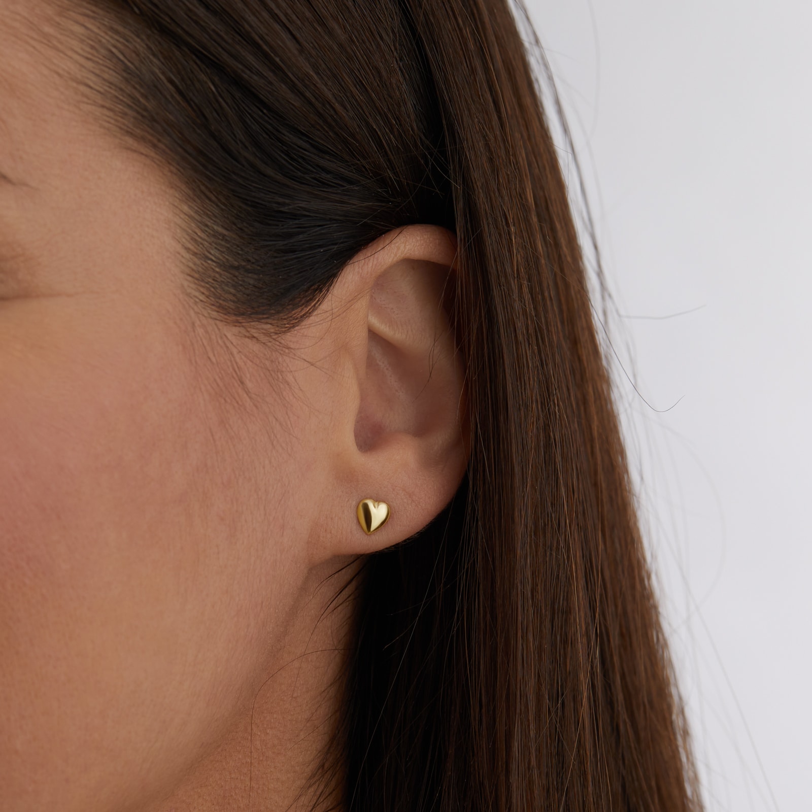 Goldsmiths 9ct Yellow Gold Puff Heart Stud Earrings Goldsmiths 9ct Yellow Gold Puff Heart Stud Earrings