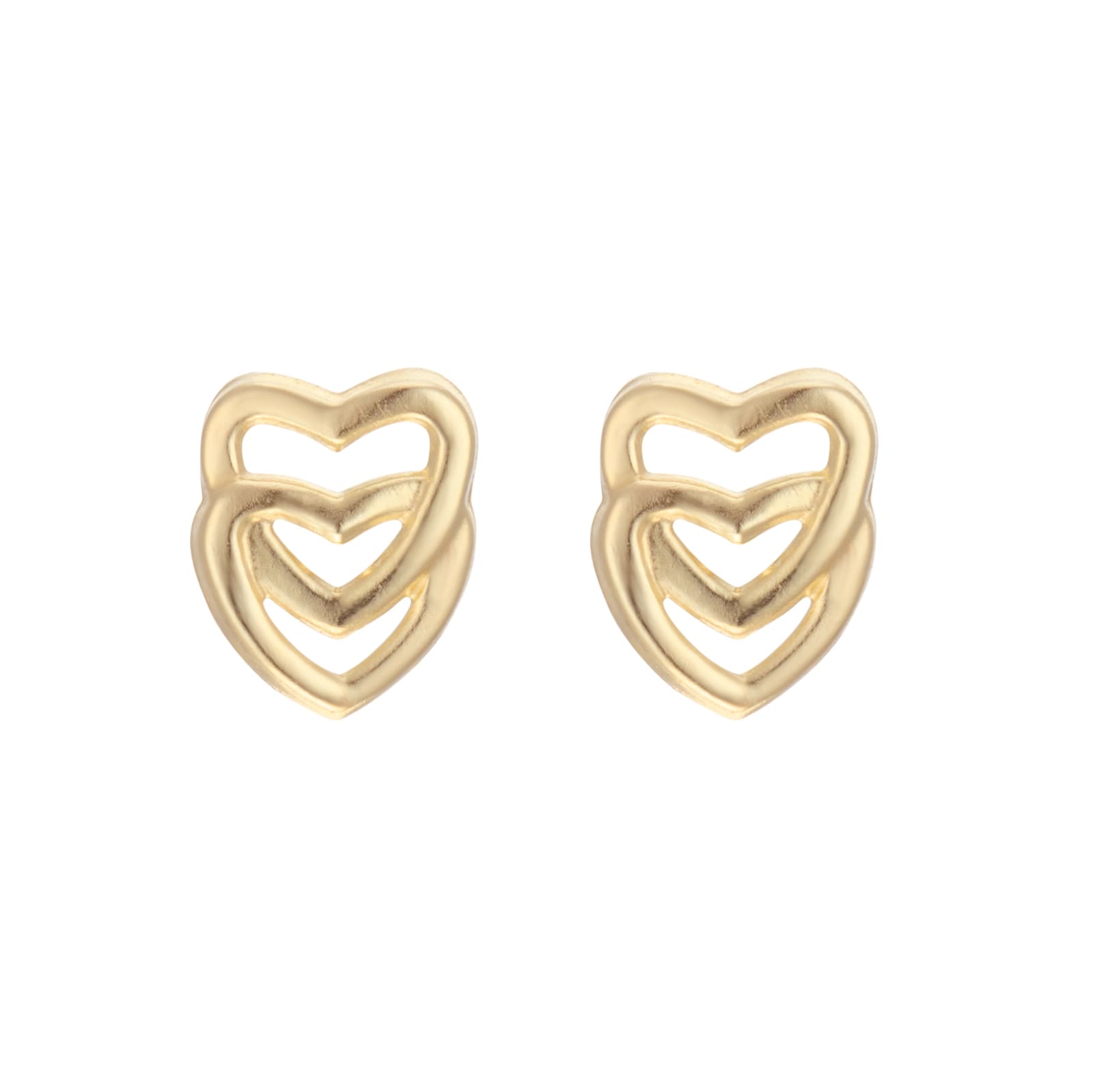 9ct Yellow Gold 7x9mm Double Heart Stud Earrings image