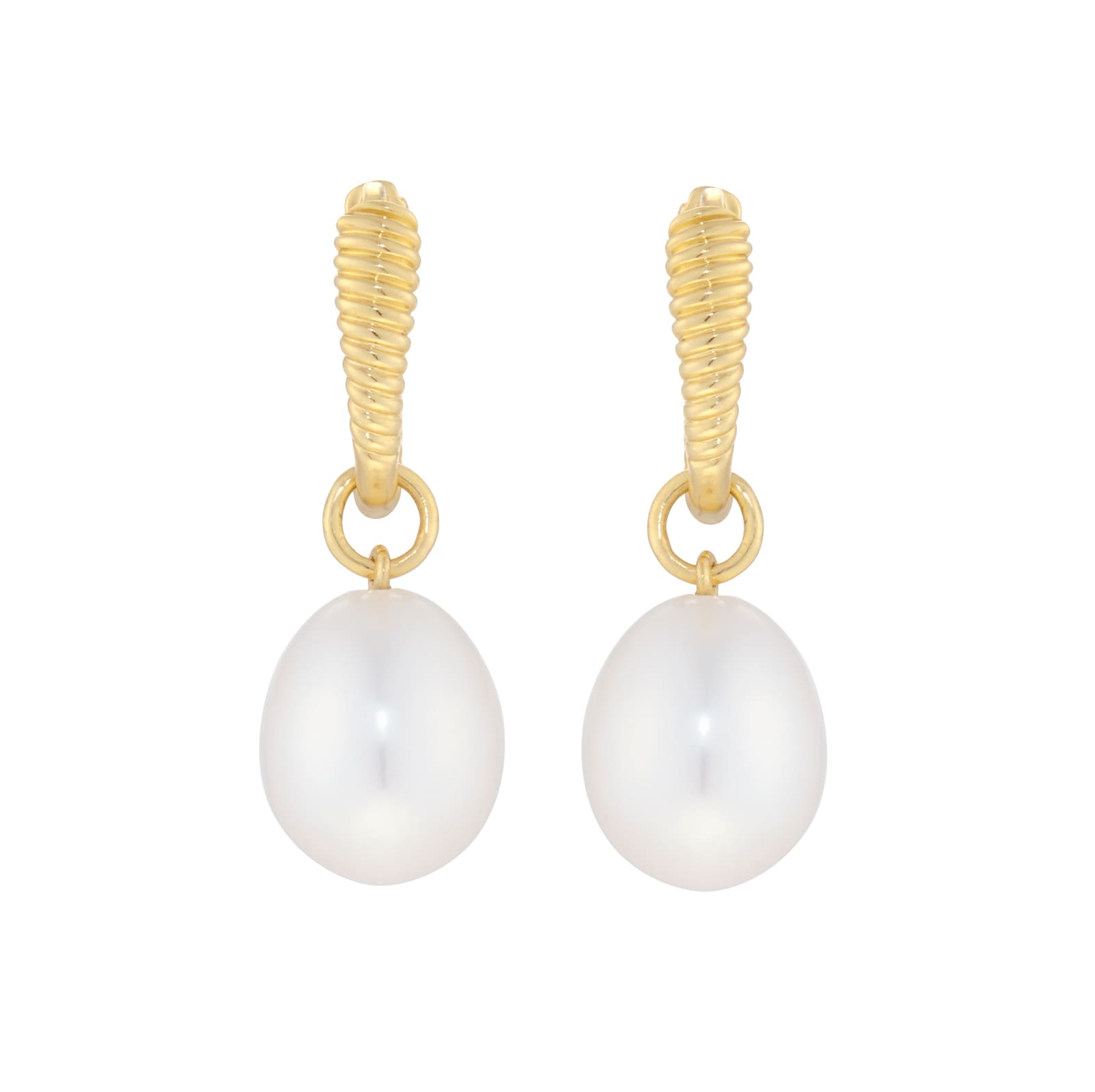 Goldsmiths 9ct Yellow Gold Detatchable 8mm Oval Freshwater Pearl Hoop Earrings Goldsmiths 9ct Yellow Gold Detatchable 8mm Oval Freshwater Pearl Hoop Earrings