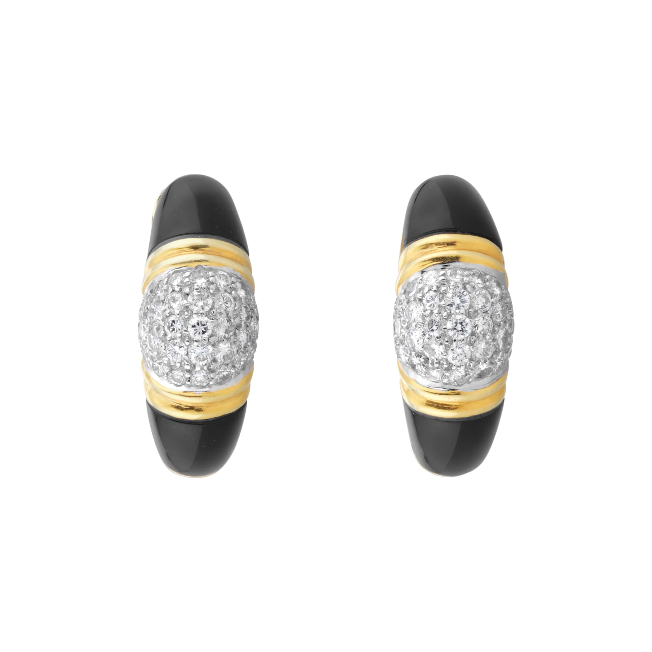 Vintage 14ct Yellow Gold, Onyx & Diamond Earrings Vintage 14ct Yellow Gold, Onyx & Diamond Earrings image