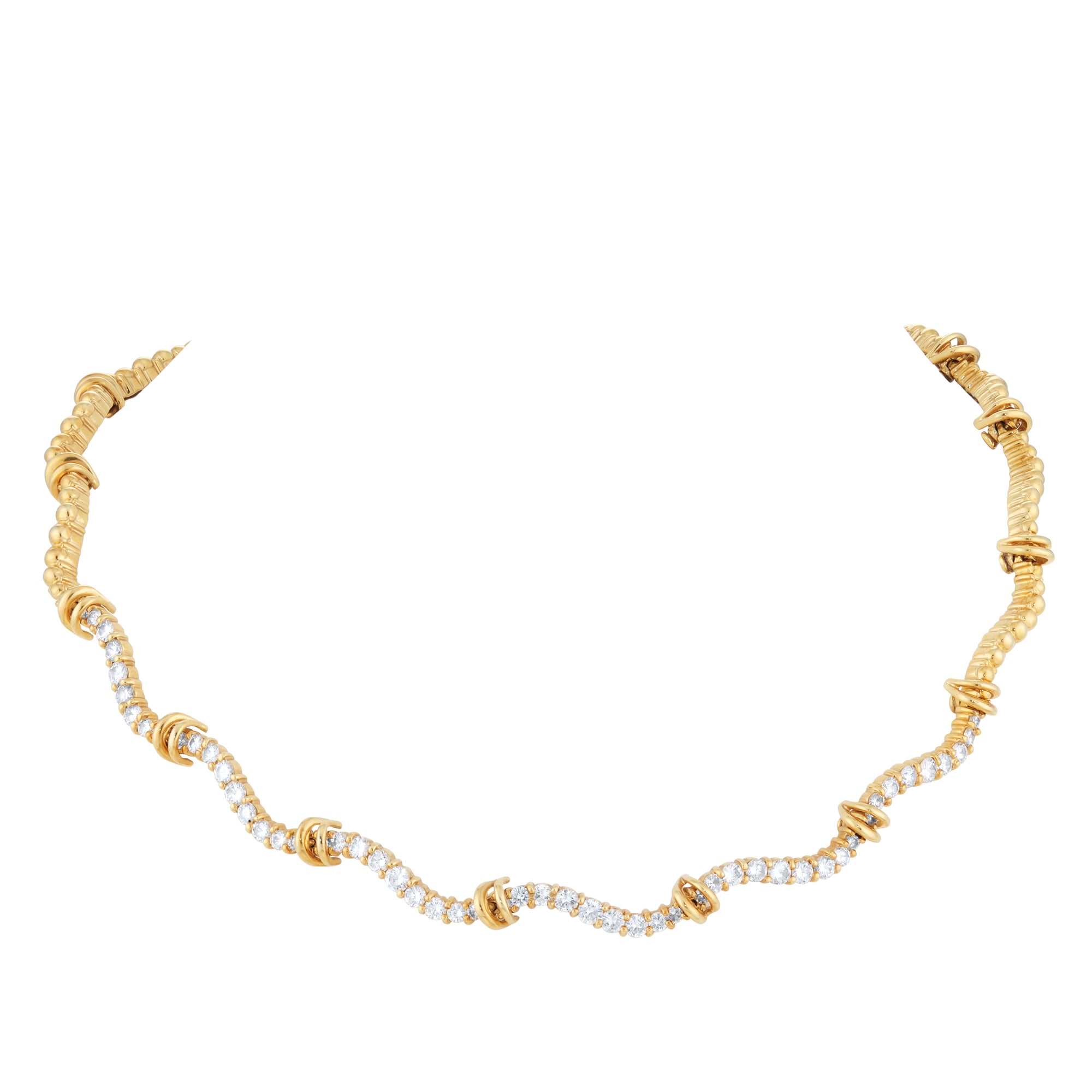 14ct Yellow Gold and Diamond Wavey Tennis Necklace 14ct Yellow Gold and Diamond Wavey Tennis Necklace image
