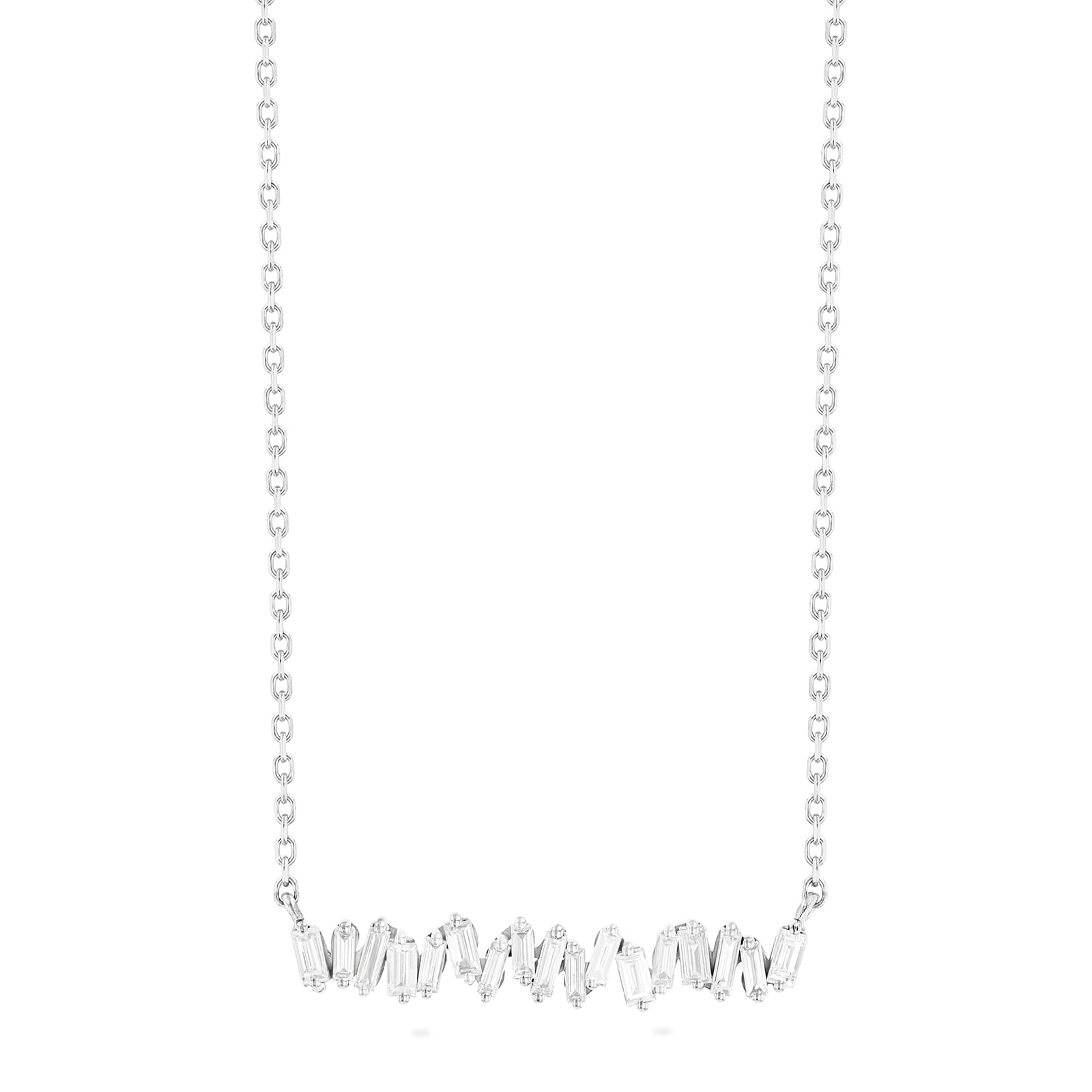 18ct White Gold Classic Firework 0.30cttw Diamond Bar Necklace 18ct White Gold Classic Firework 0.30cttw Diamond Bar Necklace image