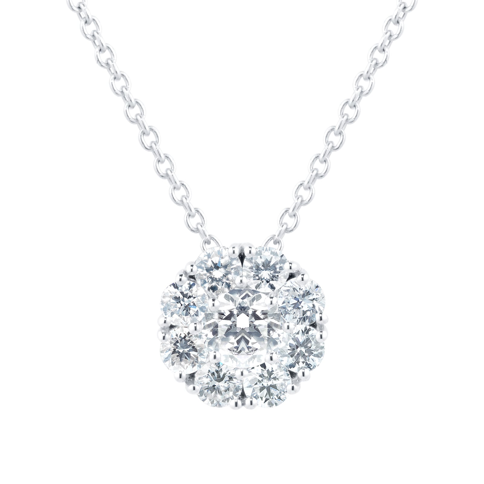 Snowflake Round 0.76cttw Diamond Cluster Necklace image