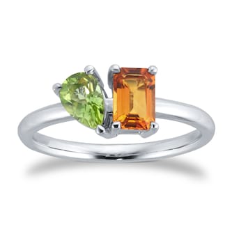 By Request 9ct White Gold Moi Et Toi Pear Peridot & Rectangular Citrine Ring By Request 9ct White Gold Moi Et Toi Pear Peridot & Rectangular Citrine Ring