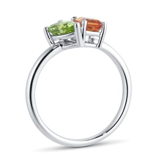 By Request 9ct White Gold Moi Et Toi Pear Peridot & Rectangular Citrine Ring By Request 9ct White Gold Moi Et Toi Pear Peridot & Rectangular Citrine Ring