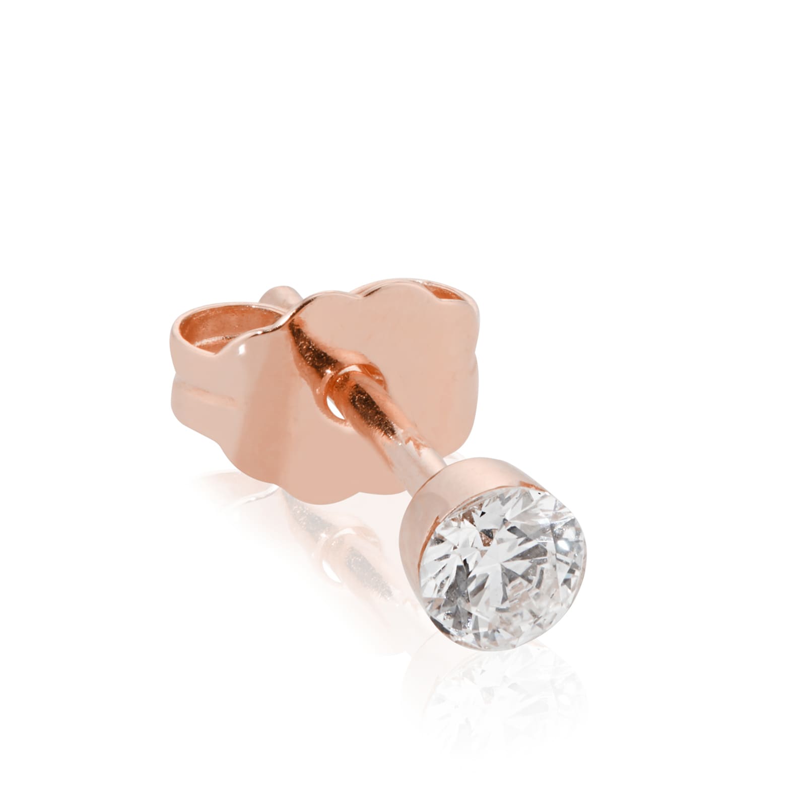 18ct Rose Gold Invisible Set 0.10ct Diamond Single Traditional Stud Earring 18ct Rose Gold Invisible Set 0.10ct Diamond Single Traditional Stud Earring image