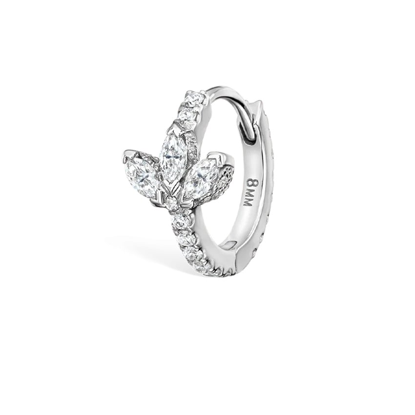 18ct White Gold 8mm 0.22ct Diamond Lotus Eternity Single Hoop Earring 18ct White Gold 8mm 0.22ct Diamond Lotus Eternity Single Hoop Earring image