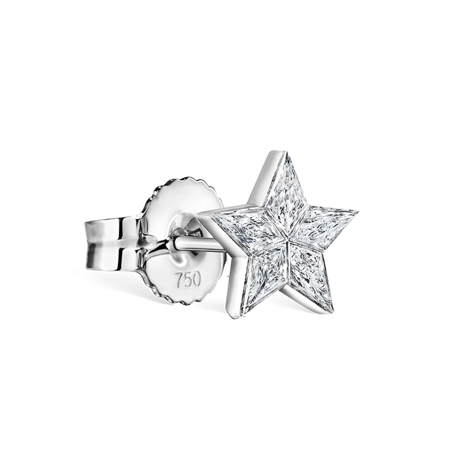 18ct White Gold 7mm Invisable Set 0.19ct Diamond Star Single Traditional Stud Earring 18ct White Gold 7mm Invisable Set 0.19ct Diamond Star Single Traditional Stud Earring image