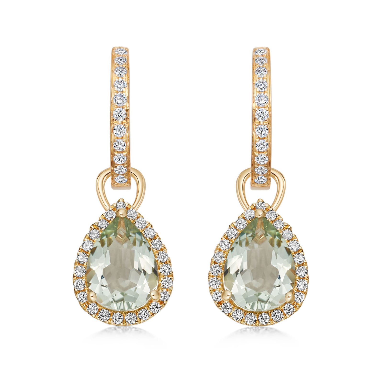 18ct Yellow Gold 0.28ct Diamond & Green Amethyst Drop Earrings 18ct Yellow Gold 0.28ct Diamond & Green Amethyst Drop Earrings image