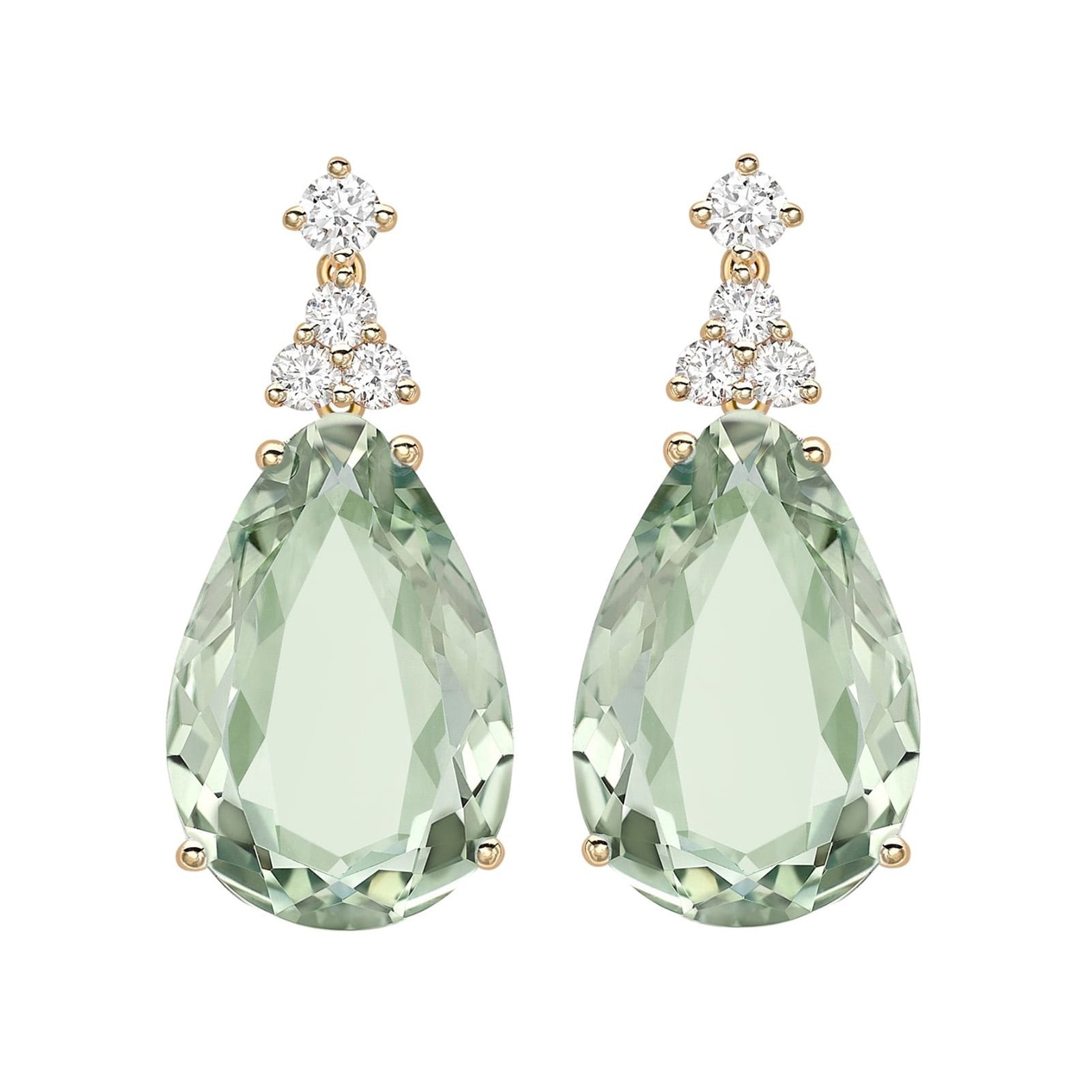 Kiki McDonough 18ct Yellow Gold 0.31ct Diamond & Green Amethyst Earrings Kiki McDonough 18ct Yellow Gold 0.31ct Diamond & Green Amethyst Earrings