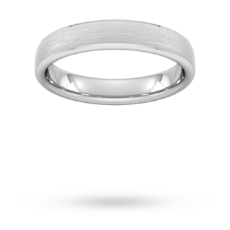 Goldsmiths 4mm Flat Court Heavy Polished Chamfered Edges With Matt Centre Wedding Ring In 9 Carat White Gold Goldsmiths 4mm Flat Court Heavy Polished Chamfered Edges With Matt Centre Wedding Ring In 9 Carat White Gold