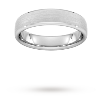 Goldsmiths 5mm Flat Court Heavy Polished Chamfered Edges With Matt Centre Wedding Ring In 9 Carat White Gold Goldsmiths 5mm Flat Court Heavy Polished Chamfered Edges With Matt Centre Wedding Ring In 9 Carat White Gold